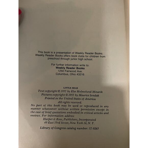 I Can Read Book: Little Bear by Else Holmlund Minarik (1957, Hardcover, - Picture 7 of 7